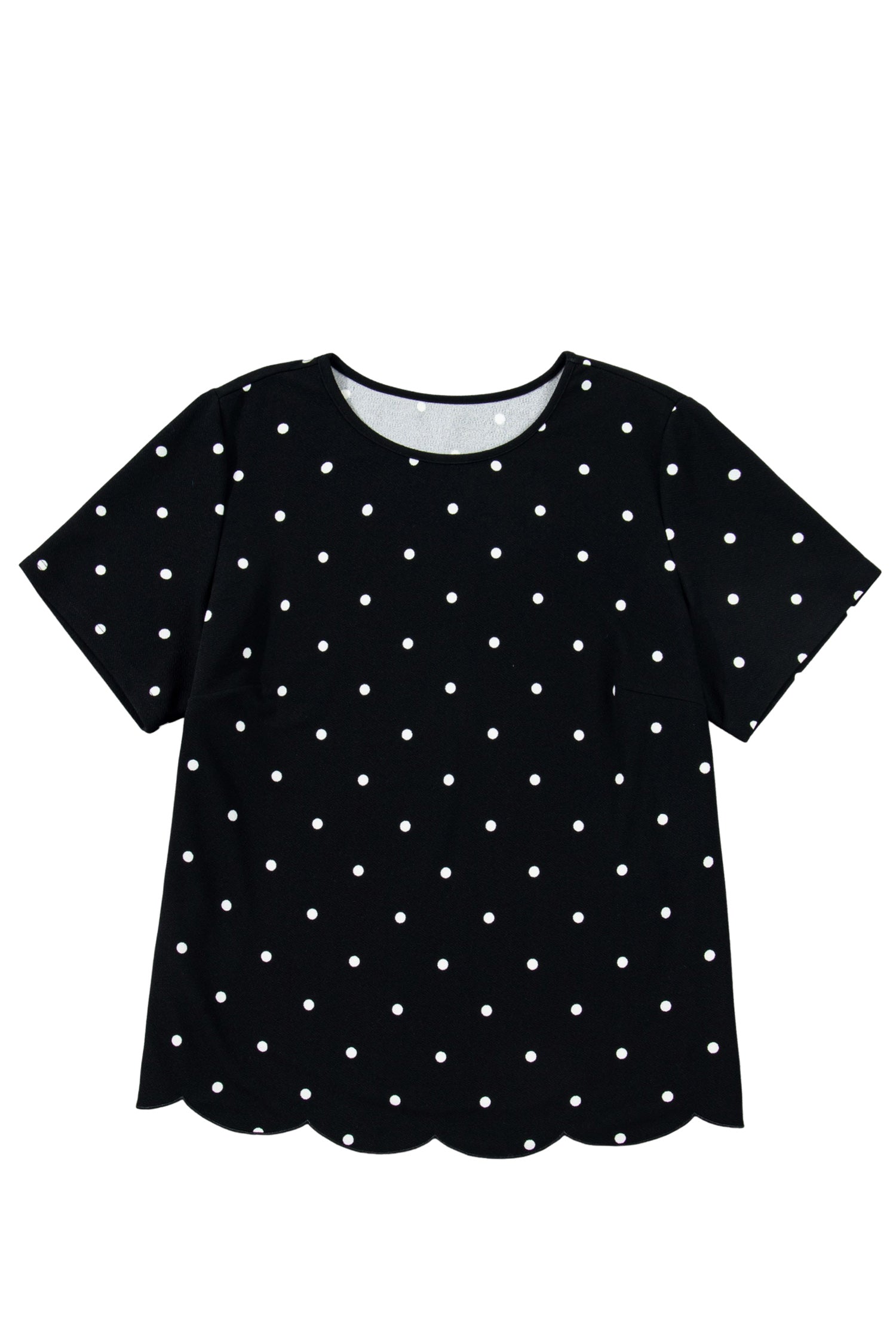 Black Plus Size Dotted Casual T Shirt