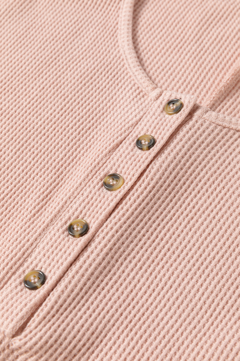 Light Pink Waffle Sleeveless U Neck Buttons Romper With Pockets