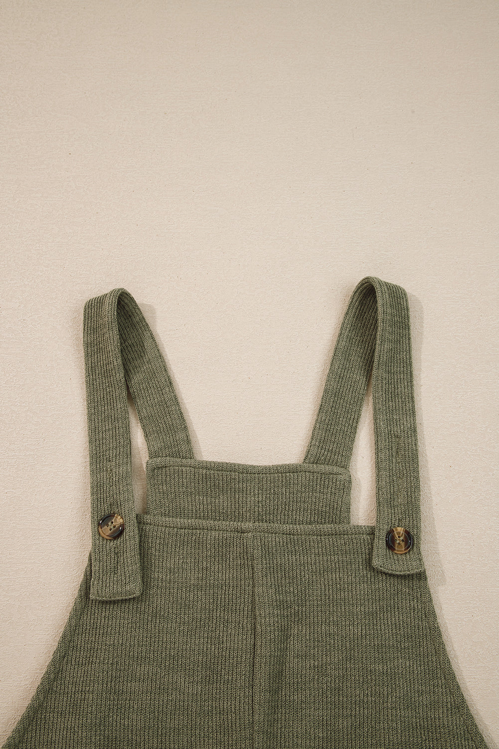 Laurel Green Solid Color Knit Loose Straight Leg Casual Overall Jumpsuit