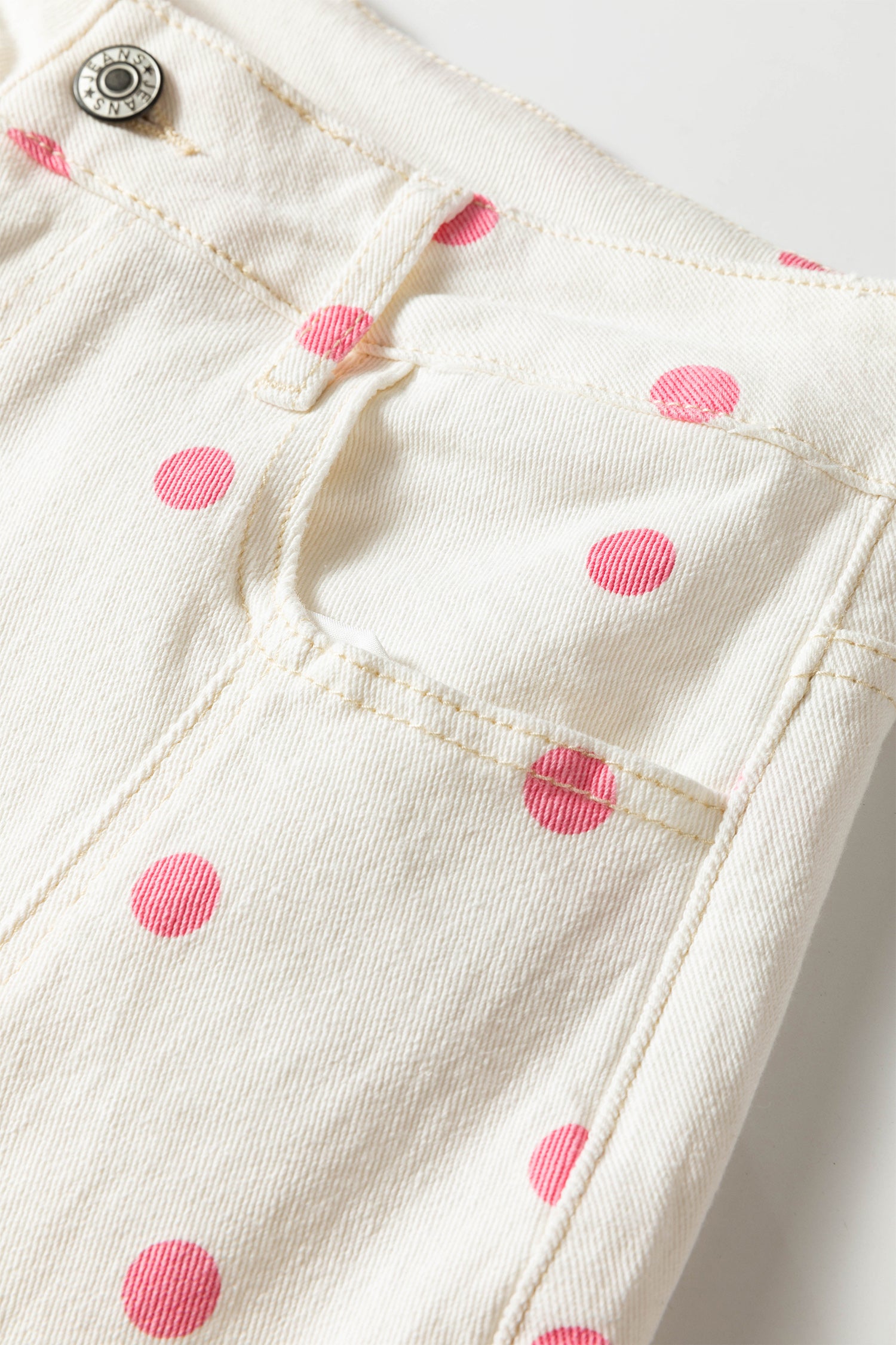 Pink Tailored Seam Polka Dot Print Barrel Casual Jeans