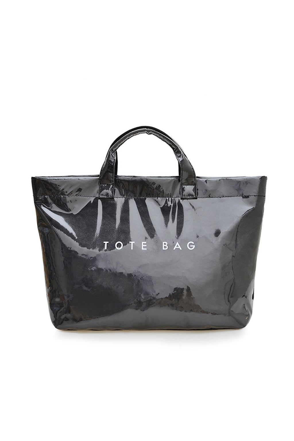 Black white Checkered Glossy PU Leather Tote Bag
