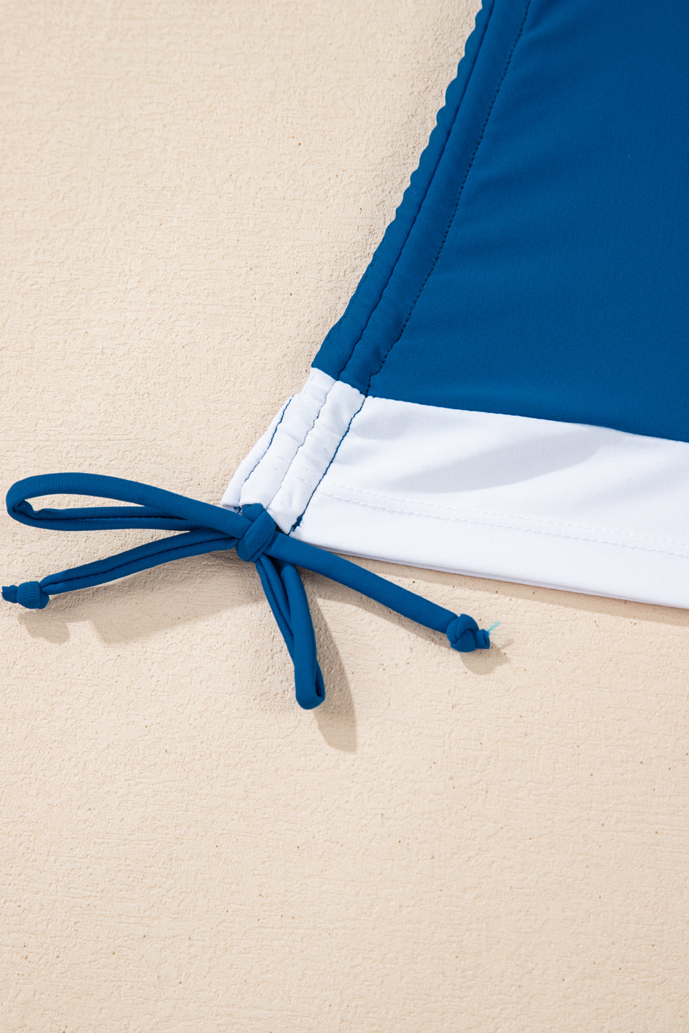 Prussian Blue Drawstring Tummy Control Mix-and-match 2pcs Tankini Swimsuit