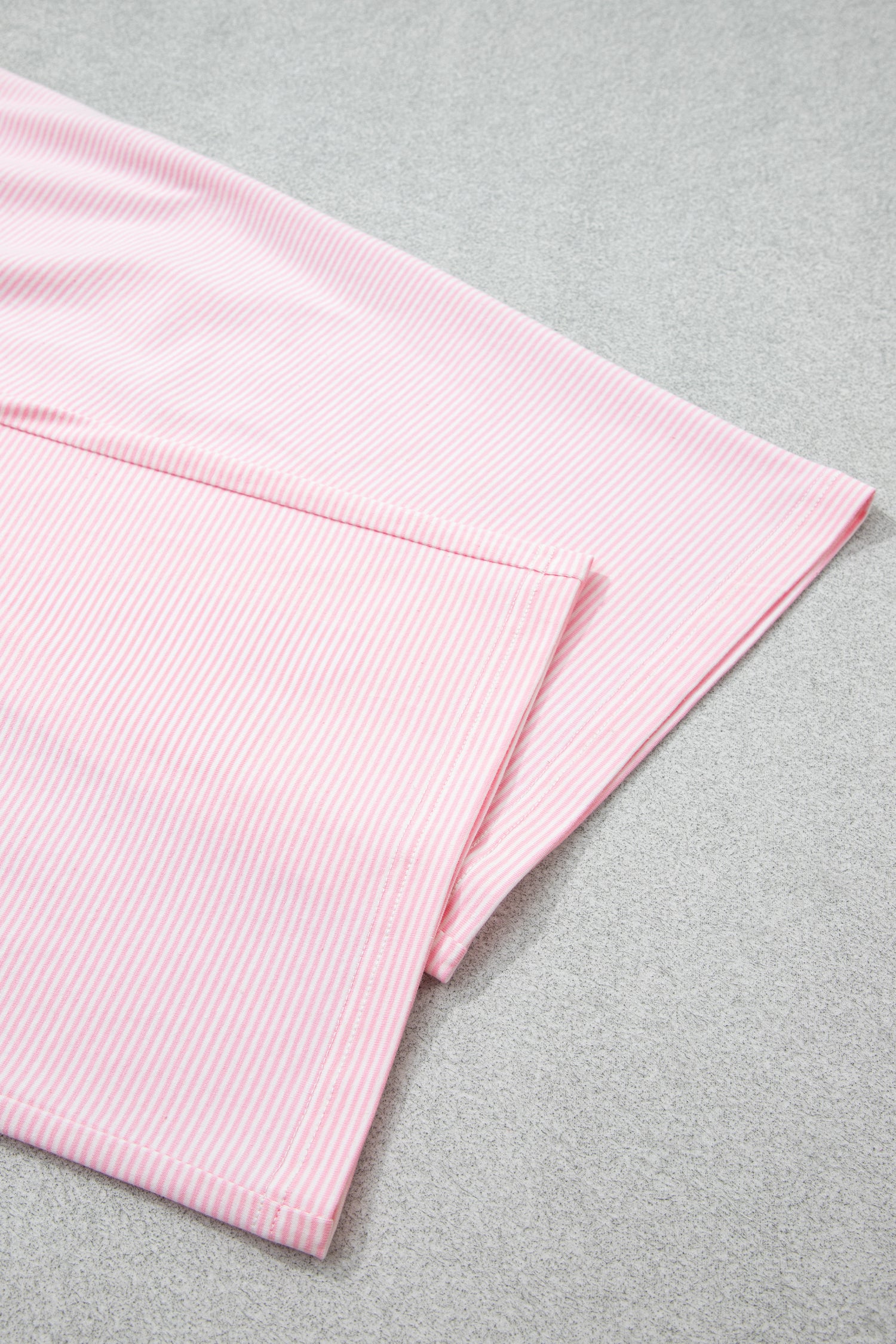 Pink Stripe Color Block Trim Mock Neck Pullover Drawstring Pants Casual Outfit