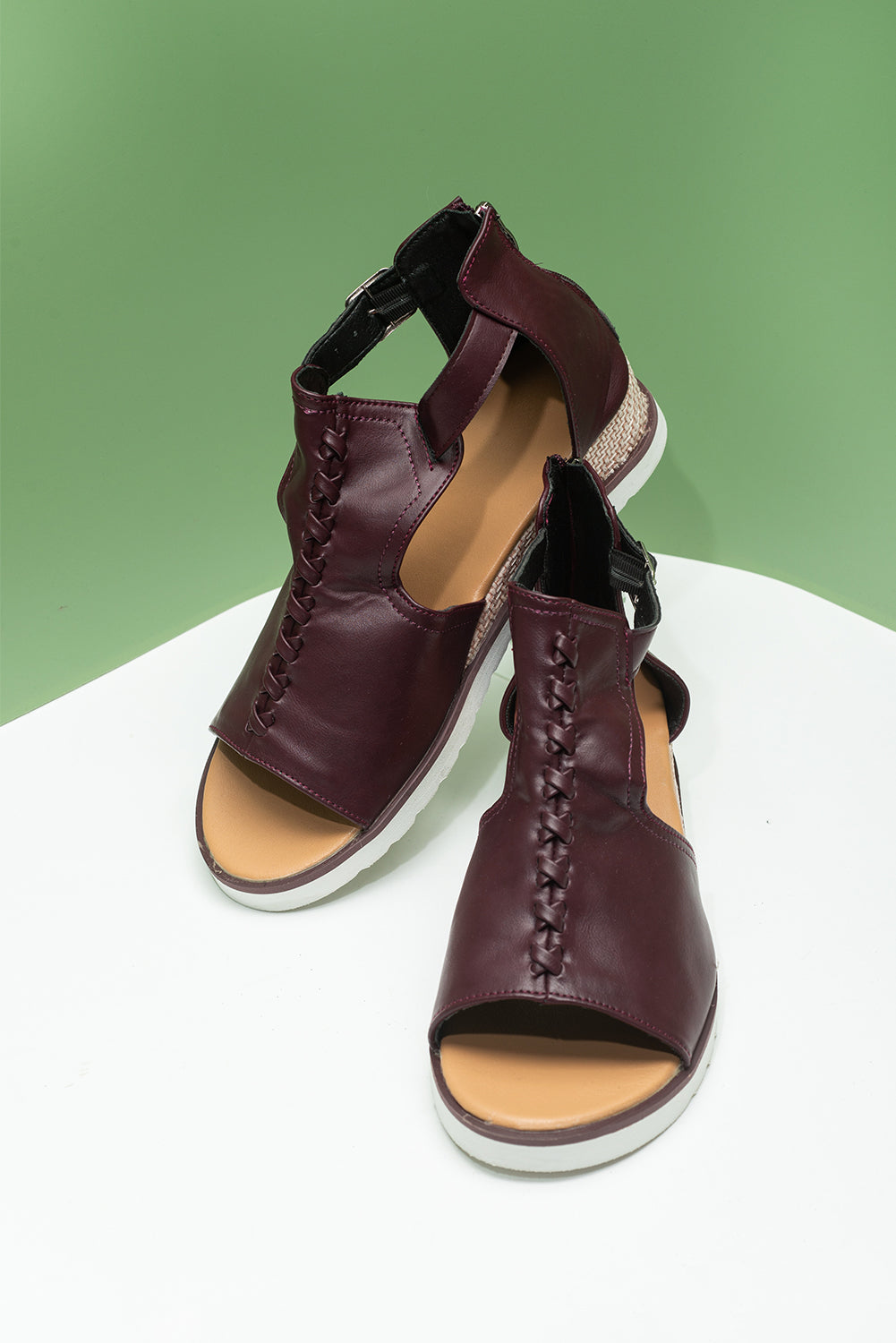 Casual PU Cutout Buckle Strap Platform Sandals