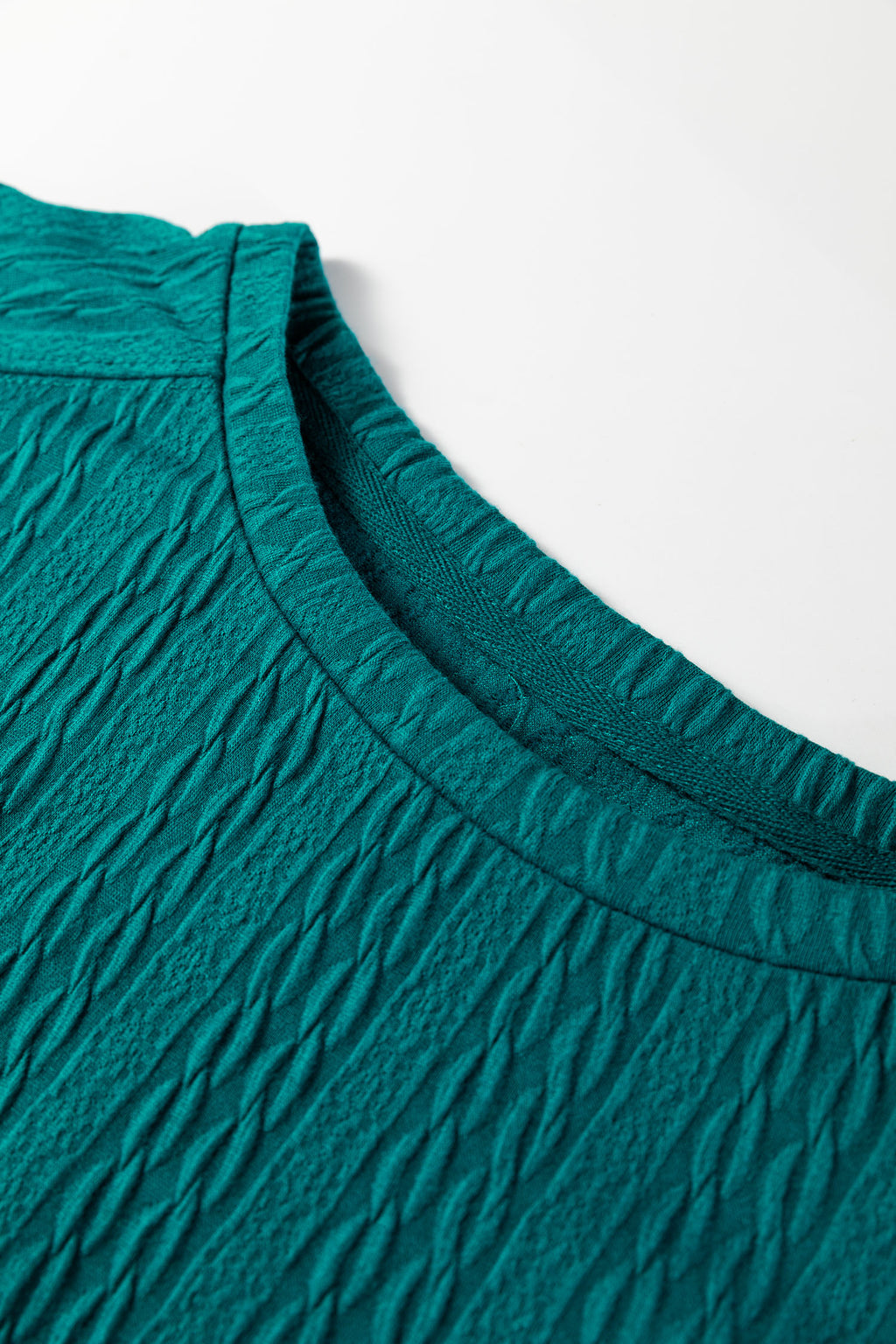 Sea Green Textured Round Neck Sweatshirt & Loose Drawstring High Waist Pant Set