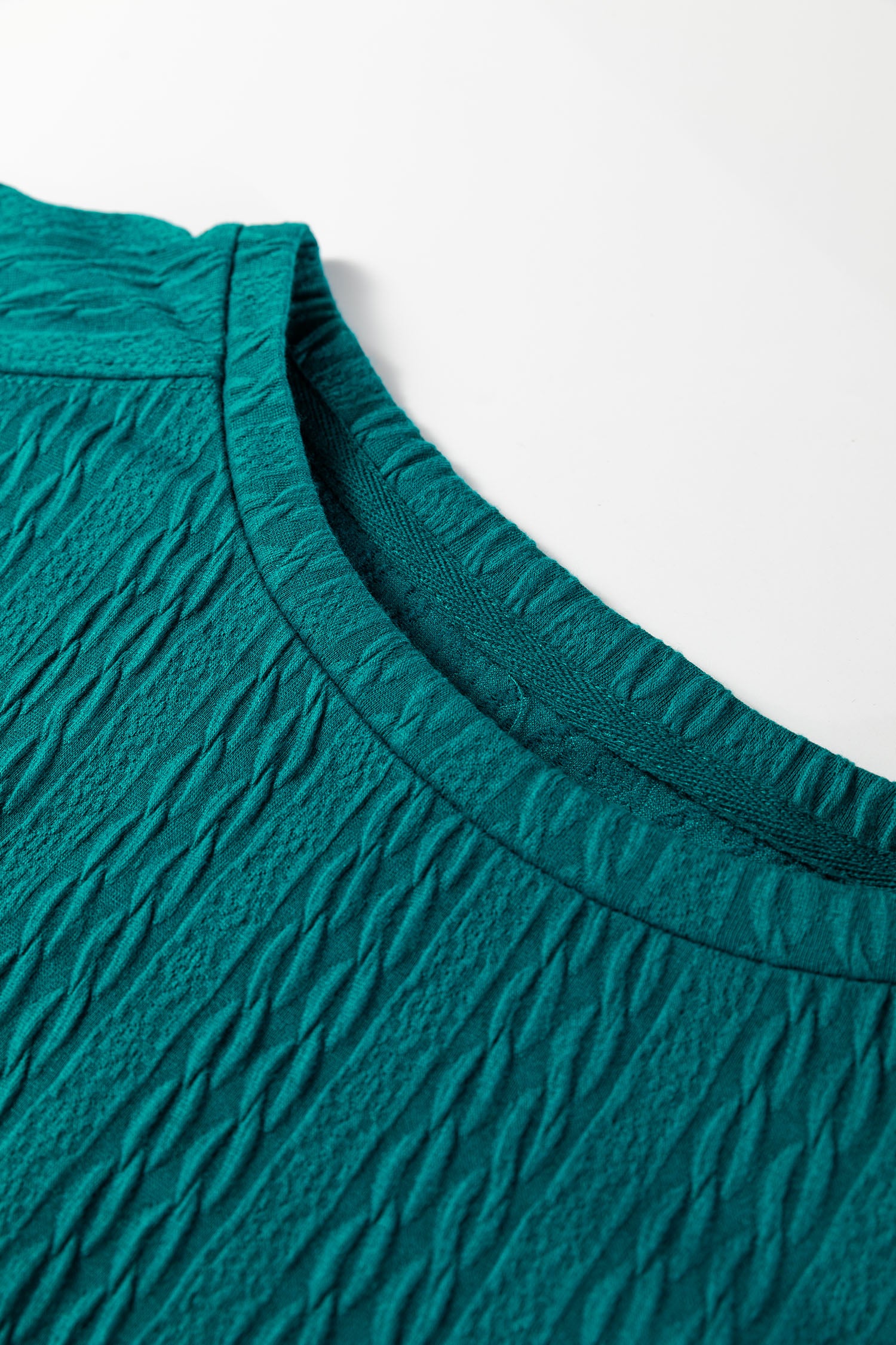 Sea Green Textured Round Neck Sweatshirt & Loose Drawstring High Waist Pant Set