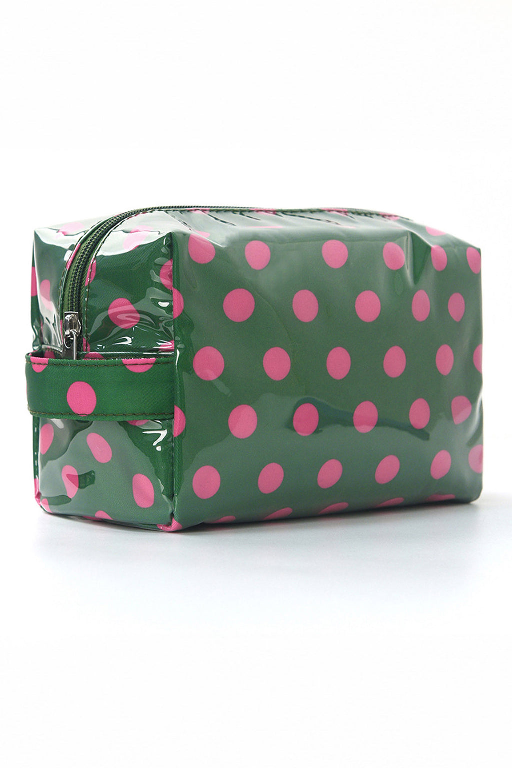 Blackish Green Durable PVC Polka Dot Makeup Bag