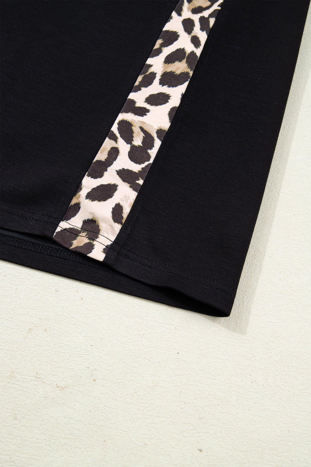 Black Plus Size Leopard Print Patchwork Shift T Shirt Dress with Pockets