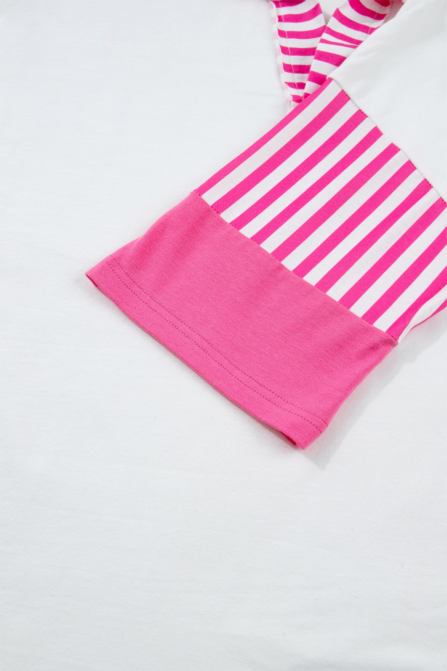 White Striped Color Block Patchwork Polo Collar Half Sleeve T Shirt