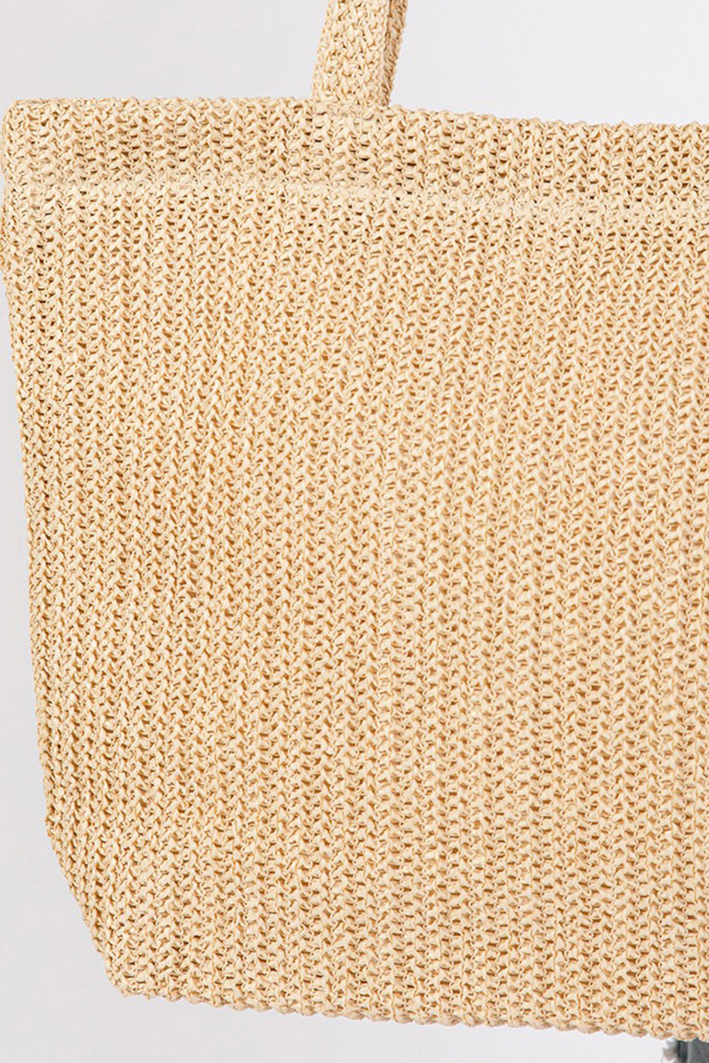 Parchment Solid Color Straw Woven Summer Beach Tote Bag