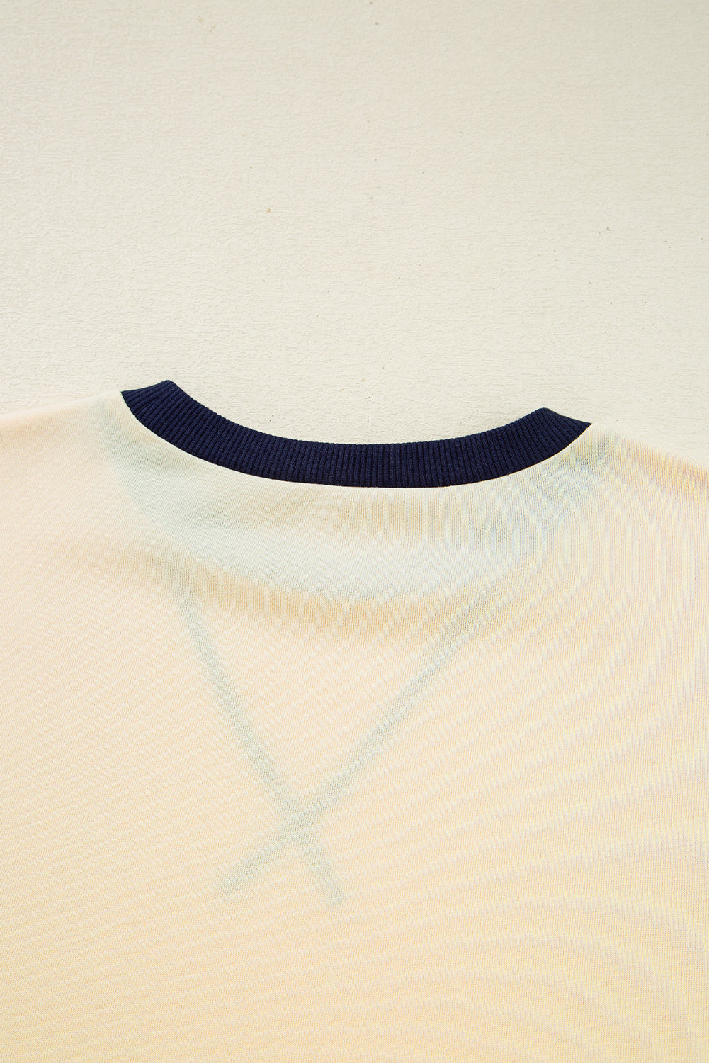 Beige Striped Patchwork Long Sleeve Round Neck Two-in-one Top
