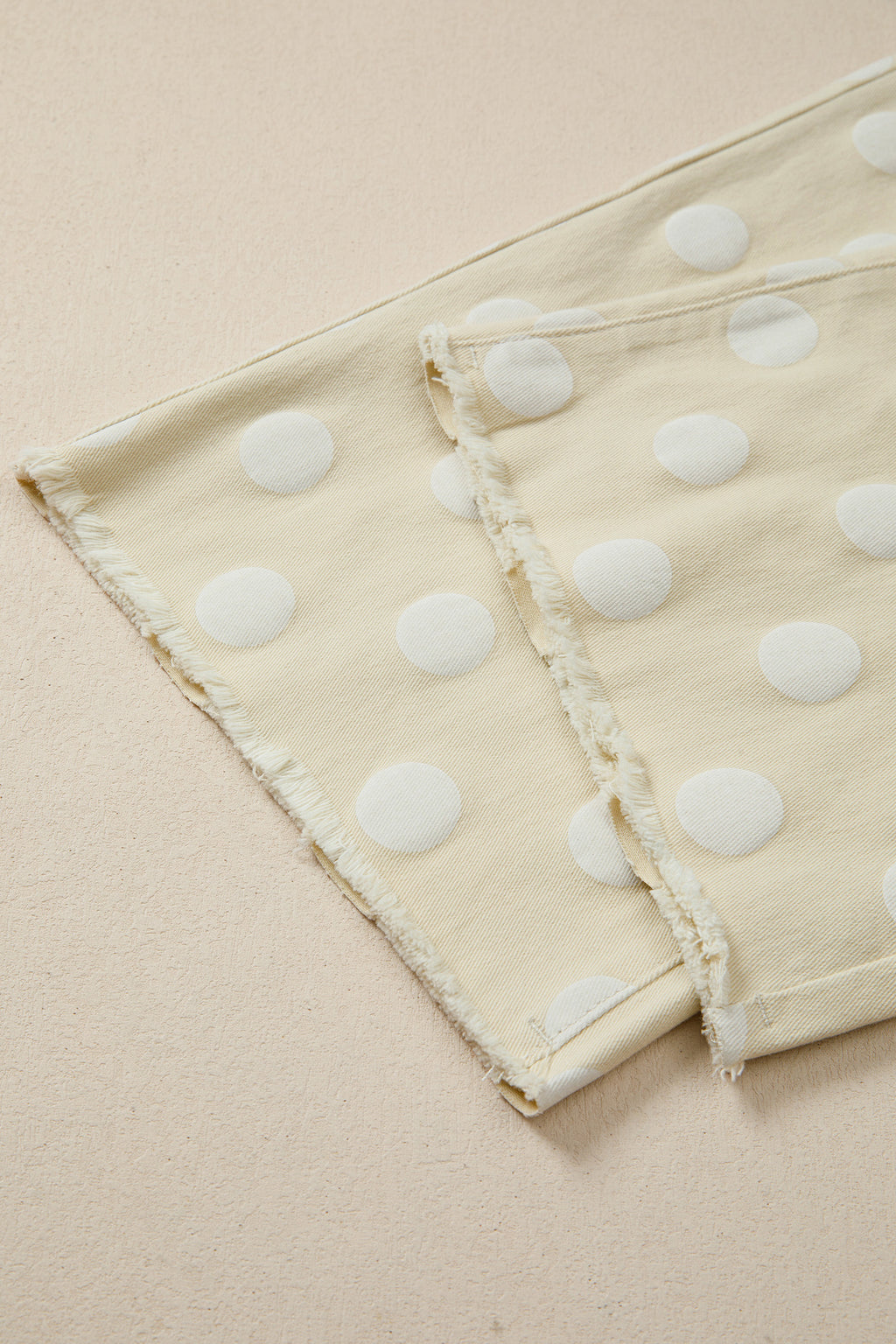 Khaki Polka Dot Print Raw Hem Shift Jeans