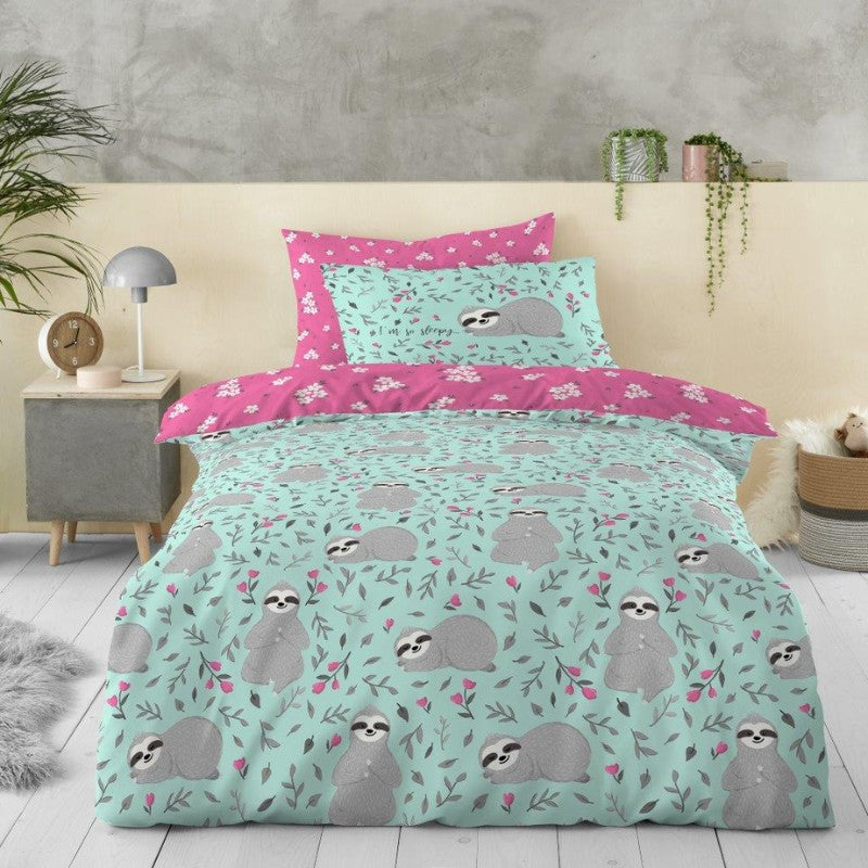 Kids Sleepy Sloth Single Duvet Set & Pillowcase