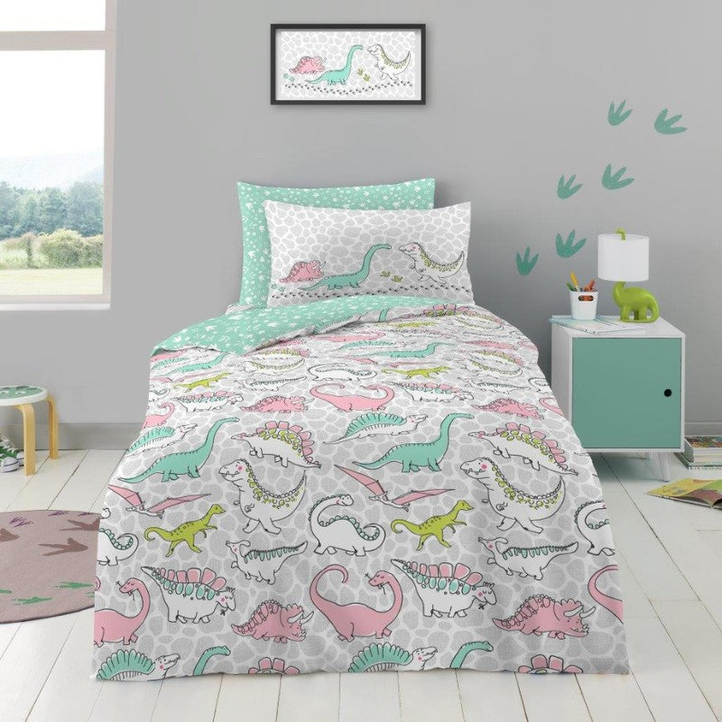 Kids Dinosaur Doodle Single Duvet Set & Pillowcase