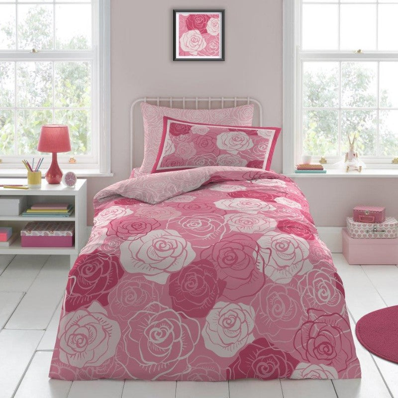 Kids Roses Single Duvet Set & Pillowcase