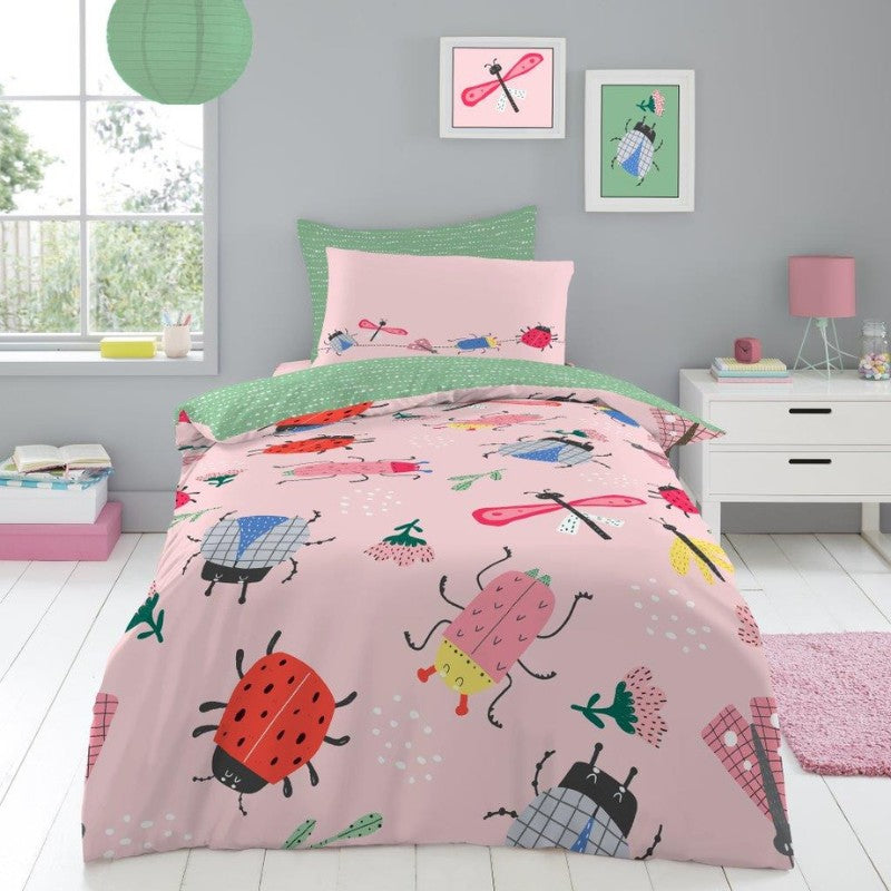 Kids Funky Bugs Single Duvet Set & Pillowcase