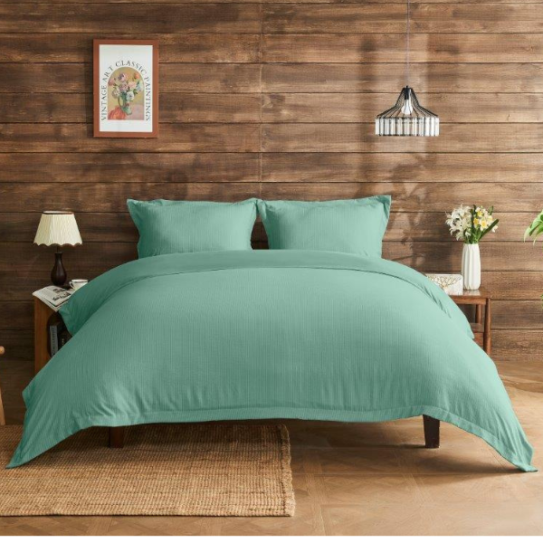 Newry Premium Striped Duvet Set Green