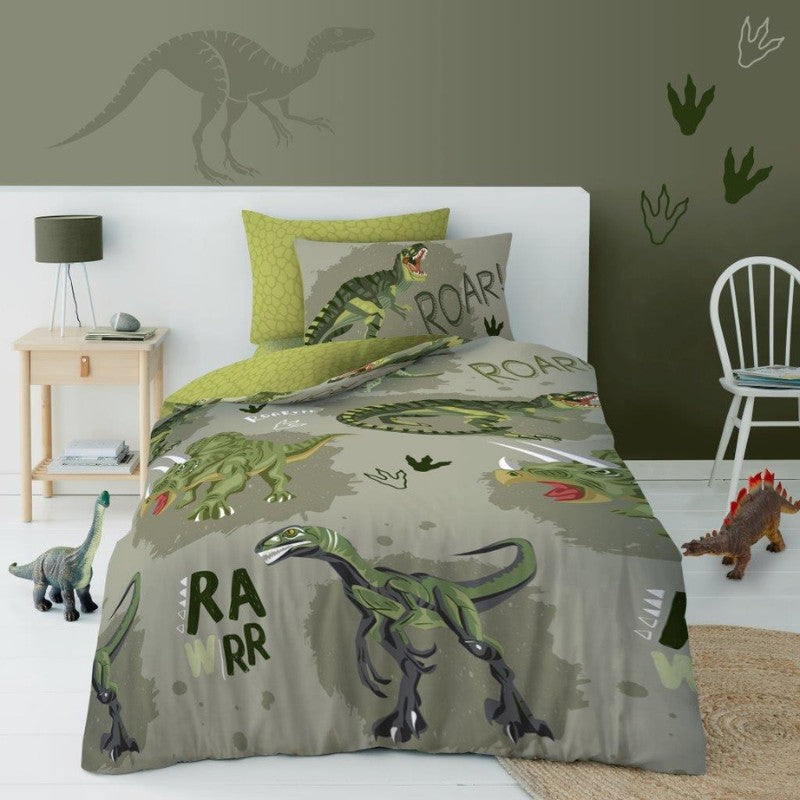 Kids Roar Dinosaur Single Duvet Set & Pillowcase