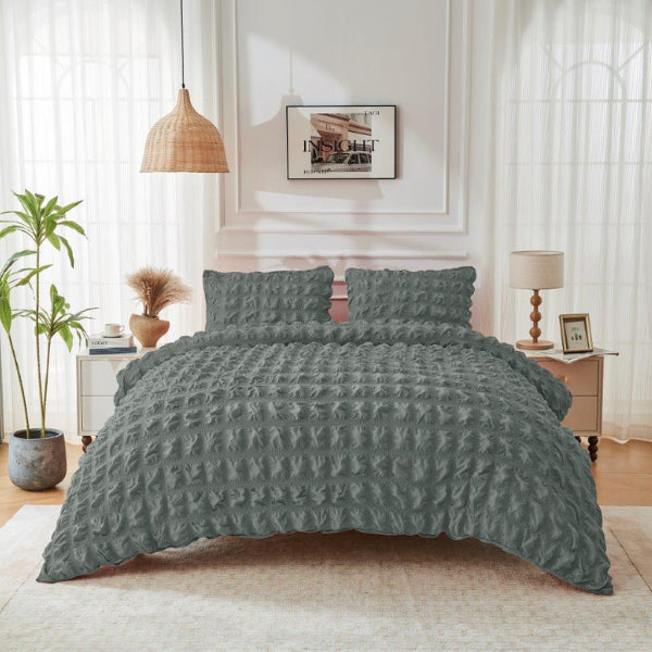 A Touch of Ripon Seersucker Duvet Set Green