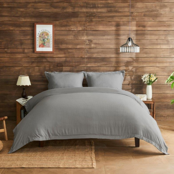 Newry Premium Striped Duvet Set Grey